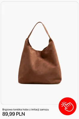 Torebka hobo Cropp brązowa z imitacji zamszu promocja w Cropp