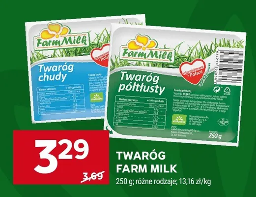 Twaróg półtłusty Farm Milk promocja w Stokrotka