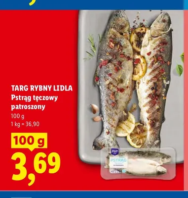 Pstrąg tęczowy patroszony Targ Rybny Lidla promocja w Lidl