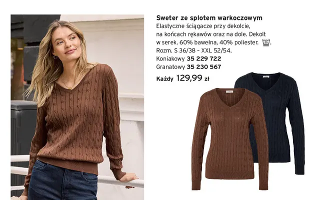 Sweter ze splotem warkoczowym promocja w Tchibo
