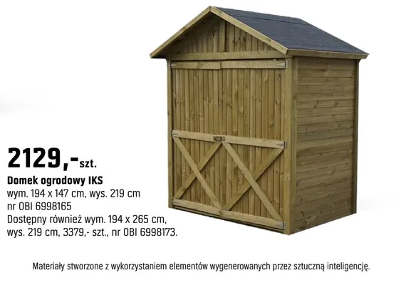 Domek ogrodowy IKS promocja w OBI