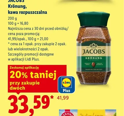 Kawa rozpuszczalna Jacobs Krönung promocja w Lidl