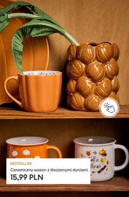 Ceramiczny wazon z tłoczonymi dyniami promocja w Sinsay
