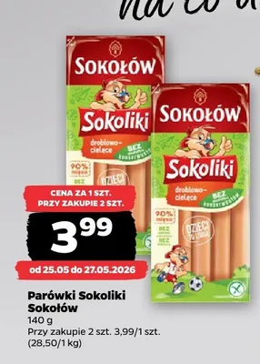 Parówki Sokoliki drobiowo-cielęce Sokołów promocja w Netto