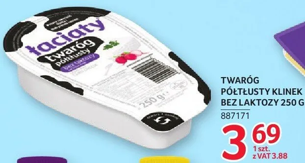 Twaróg półtłusty klinek bez laktozy 250 g promocja w Selgros