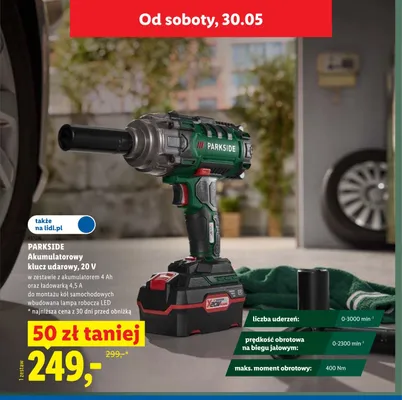 Akumulatorowy klucz udarowy 20V PARKSIDE promocja w Lidl