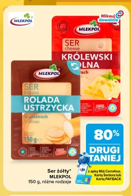 Ser żółty w plastrach Rolada Ustrzycka Mlekpol promocja w Carrefour