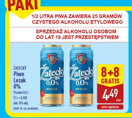Piwo bezalkoholowe Žatecký Ležák promocja w Aldi