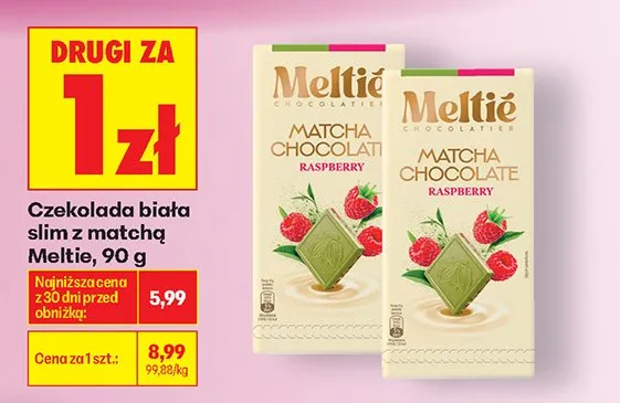 Czekolada biała slim z matchą Meltie promocja w Biedronka