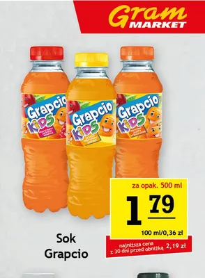 Sok Grapcio Kids jabłko marchew banan promocja w Gram Market