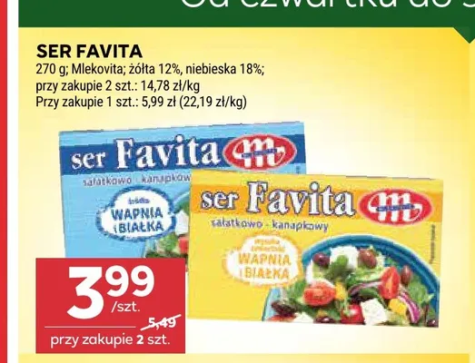 Ser Favita sałatkowo-kanapkowy żółty 12% promocja w Stokrotka