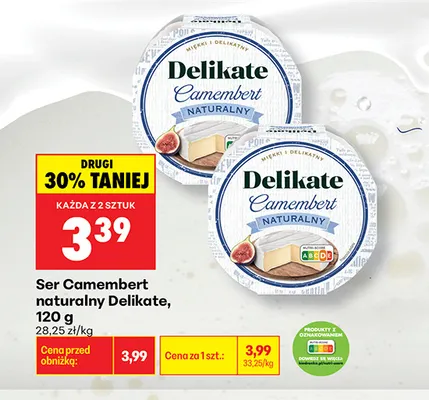 Ser camembert naturalny Delikate promocja w Biedronka