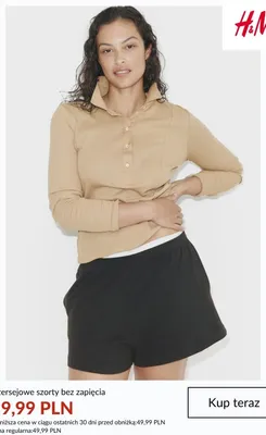 Szorty dżersejowe bez zapięcia H&M promocja w H&M