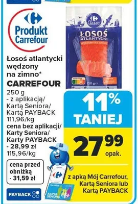 Łosoś atlantycki wędzony na zimno promocja w Carrefour