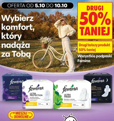 Podpaski Femina Ultra Night Total Protection Maxi Plus promocja w Biedronka