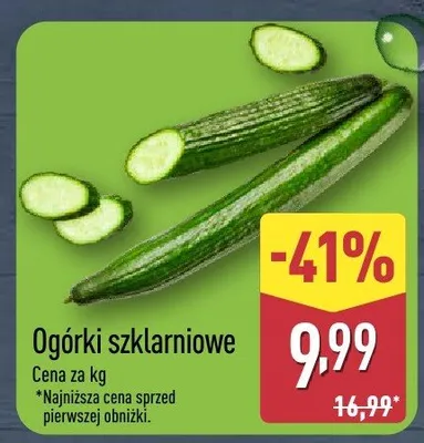 Ogórki szklarniowe promocja w Aldi