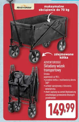 Składany wózek transportowy ADVENTURIDGE promocja w Aldi