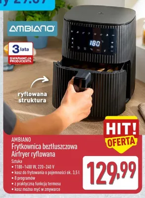 Frytkownica beztłuszczowa Airfryer ryflowana Ambiano promocja w Aldi
