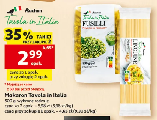 Makaron Tavola in Italia fusilli promocja w Auchan