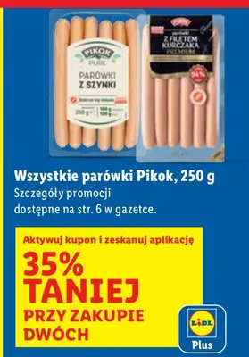 Parówki Pikok Wszystkie parówki, 250 g promocja w Lidl