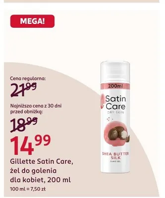 Żel do golenia vanilla dream z dodatkiem olay Gillette satin care promocja w Rossmann
