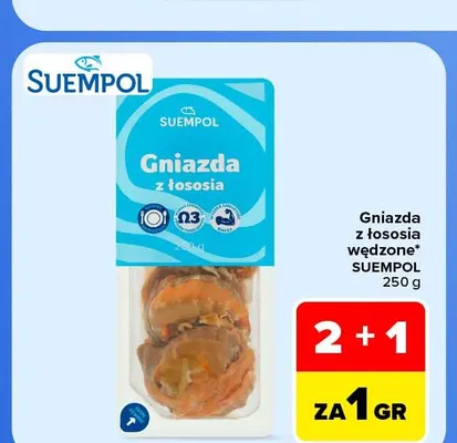 Gniazda z łososia wędzone Suempol promocja w Carrefour
