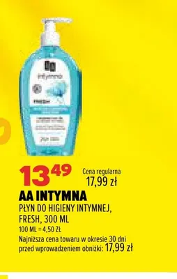 Płyn do higieny intymnej AA Intymna Fresh promocja w Drogerie Natura