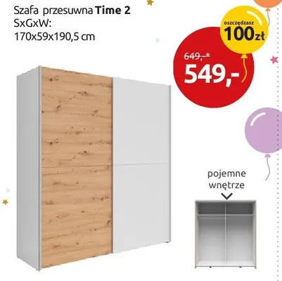 Szafa przesuwna Time 2 promocja w Black Red White
