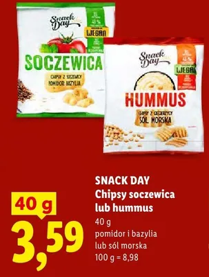 Chipsy z soczewicy pomidor i bazylia Snack Day promocja w Lidl