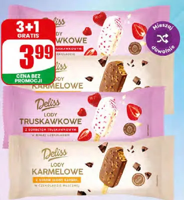 Lody na patyku karmelowe Deliss promocja w Dino