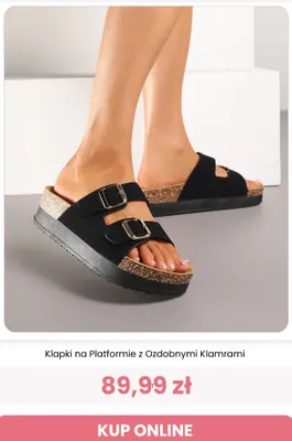 Klapki na platformie z ozdobnymi klamrami Renee promocja w Renee