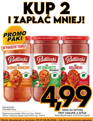 Sos słodko-kwaśny Pudliszki promocja w Kupiec