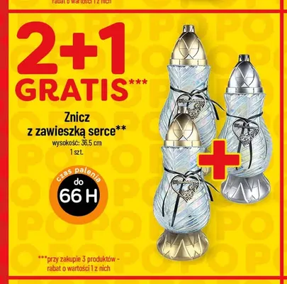 Znicz z zawieszką serce 36,5 cm promocja w POLOmarket