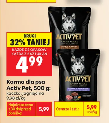 Karma dla psa Activ Pet kaczka promocja w Biedronka