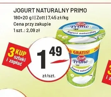 Jogurt naturalny Primo Zott promocja w Sedal