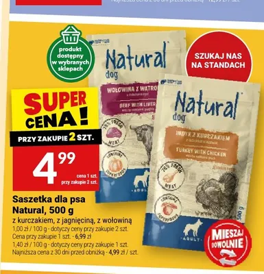 Saszetka dla psa Natural z kurczakiem promocja w Twój Market