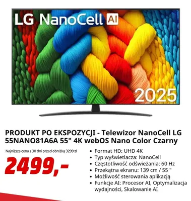 Telewizor NanoCell Lg 55NANO81A6A 55" 4K promocja w Media Markt