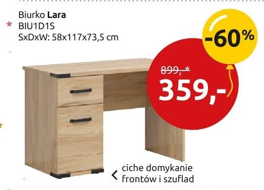 Biurko Lara BIU1D1S promocja w Black Red White