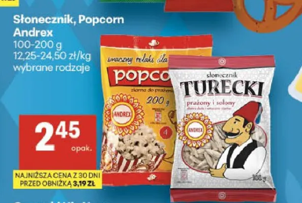 Popcorn do prażenia Andrex promocja w Delikatesy Centrum