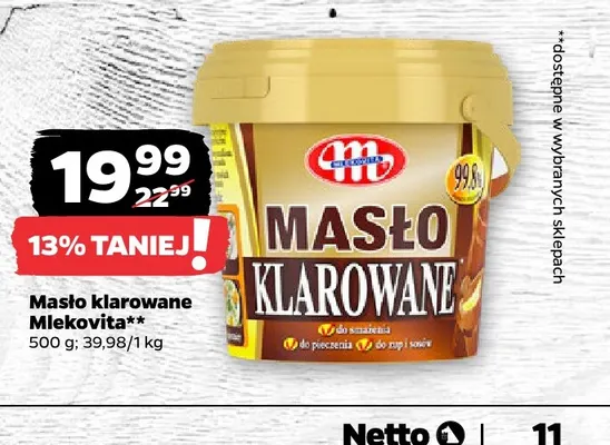 Masło klarowane Mlekovita promocja w Netto