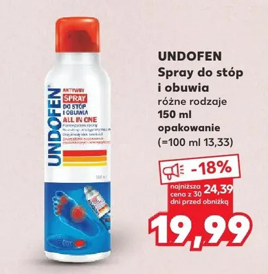 Spray do stóp i obuwia Undofen promocja w Kaufland