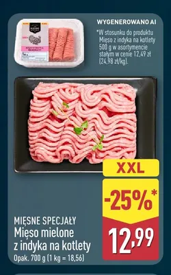 Mięso mielone z indyka na kotlety Mięsne Specjały promocja w Aldi