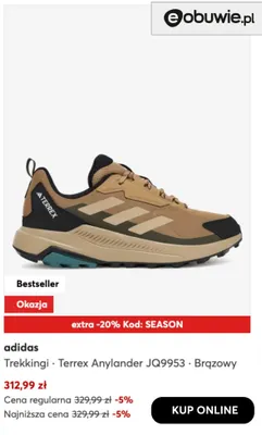 Trekkingi Terrex Anylander JQ9953 Brązowy Adidas promocja w eobuwie.pl