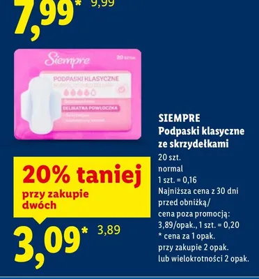 Podpaski klasyczne ze skrzydełkami promocja w Lidl