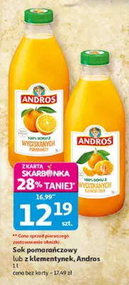 Sok pomarańczowy lub z klementynek promocja w Auchan