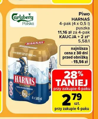 Piwo Harnaś 4-pak promocja w Carrefour Market