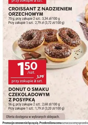Donut o smaku czekoladowym z posypką promocja w Stokrotka