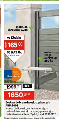 Zestaw do bram dwuskrzydłowych Nice Home Aria200S promocja w Leroy Merlin