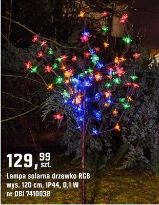 Lampa solarna drzewko RGB promocja w OBI