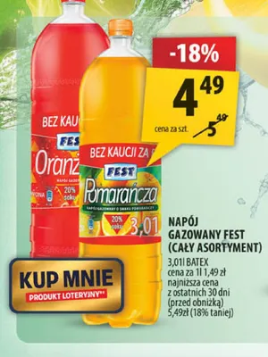Napój gazowany Fest pomarańcza promocja w Arhelan